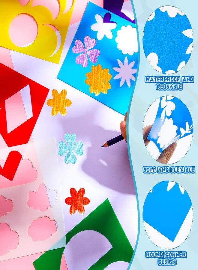 Epakh 16 Pieces Stencils for Kids Geometric Shapes Children Simple Painting Stencils Colorful Drawing Templates Art Painting for Toddlers Preschooler DIY Craft(5.9 x 5.9 Inches,Classic Style) - Image 3
